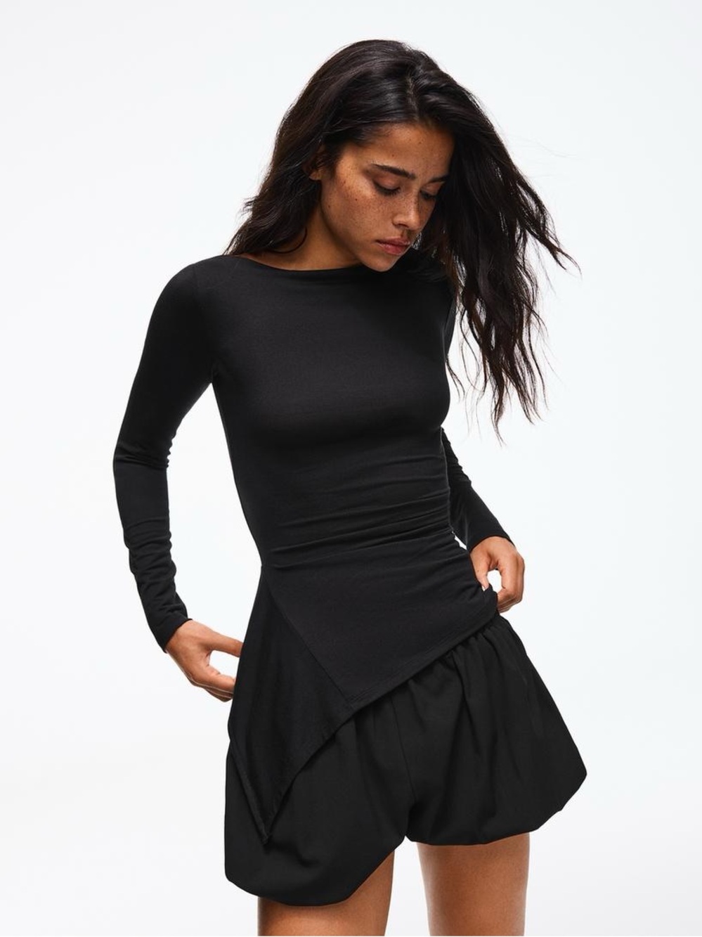 Asymmetric long sleeve top